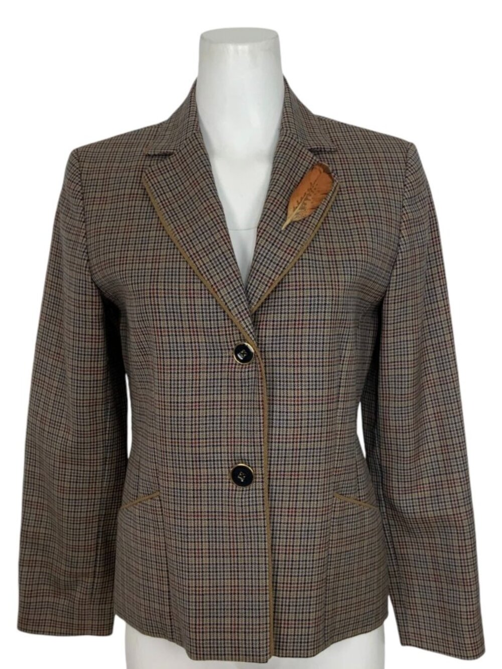 Pendleton Wool Plaid Blazer Jacket 6 Feather Pin Heritage - Picture 3 of 15